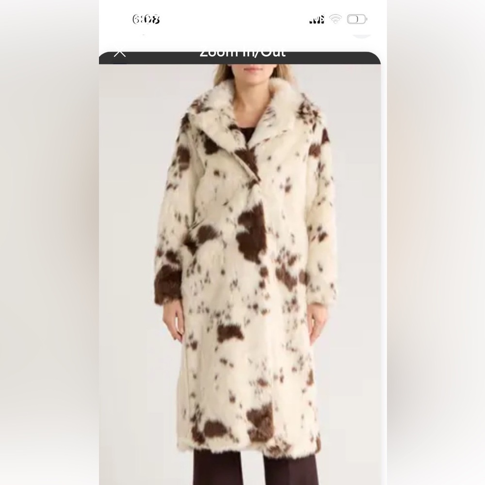 Jason Wu Cream and Brown Faux Fur Coat Medium New With Tag